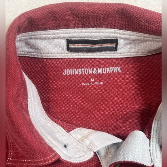 Johnston & Murphy Heather Red Size Medium Soft Cotton Polo Shirt Short Sleeve - Picture 2 of 6